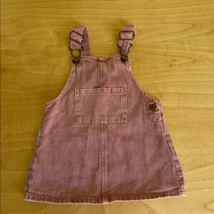 Zara Dusty Pink Denim Overall Dress